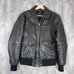 Vintage Harley Davidson Motorcycle Jacket Mens Small Black Leather Pockets 90s